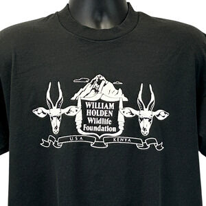 Vintage 90s William Holden Wildlife Foundation T Shirt Mens XL Black Kenya Tee